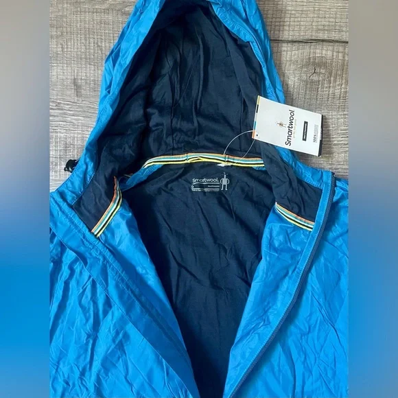 NWT! Smartwool Merino Sport Ultra Light Anorak Neptune Blue Small Rain Repellent